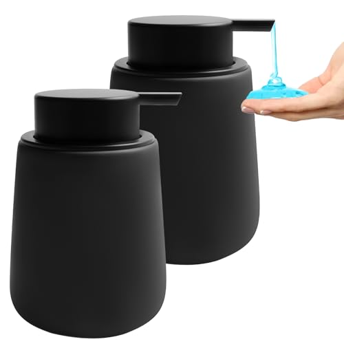 Image of Soap Liquid Dispenser Ceramic with Easy-to-Press Pump Hand Liquid Dispenser for Shampoo Bathroom Kitchen 12 oz 2pcs
