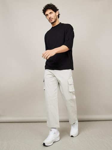 Image of Styli Men Mid Rise Cotton Oversized Cargo Pants| Stylish Cargo Pants for Men | Perfect for Casual, Party & Everyday Wear