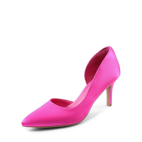 DREAM PAIRS Women's Dress High Heels Pumps Closed Pointed Toe Stiletto D'Orsay Shoes for Wedding Party,Size 7.5,Hot Pink-Satin,SDPU2416W