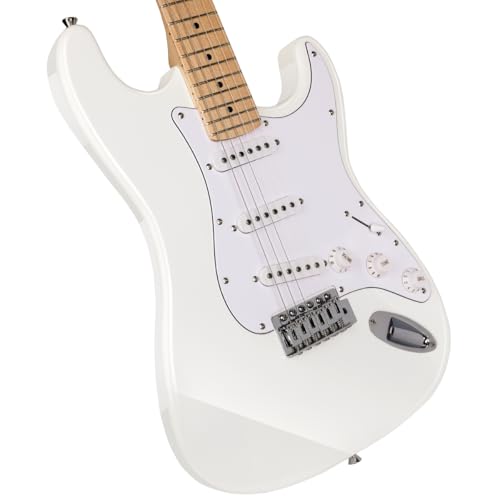 Image of Electric Guitar Beginner Kits, 6 Strings 39 Inch Solid Body Guitarra Electricar Set for Adults With Gig Bag, Strap, Tremolo Arm, Cable & Picks MS100 (White)