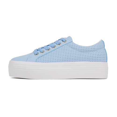 JABASIC Women Lace Up Platform Sneakers Comfortable Casual Fashion Sneaker Walking Shoes (8,Blue) — view 4