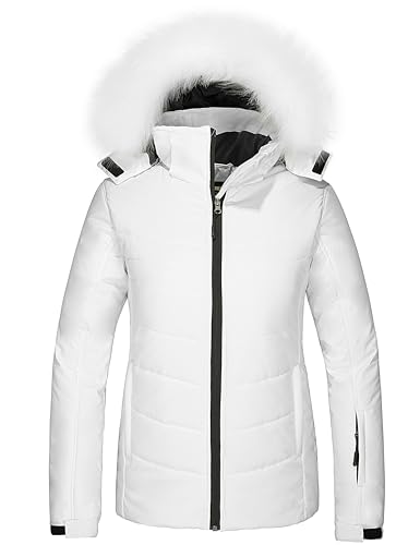 Skieer Women's Snowboarding Coat Windproof Ski Jacket Waterproof Rain Coat(White,X-Small)