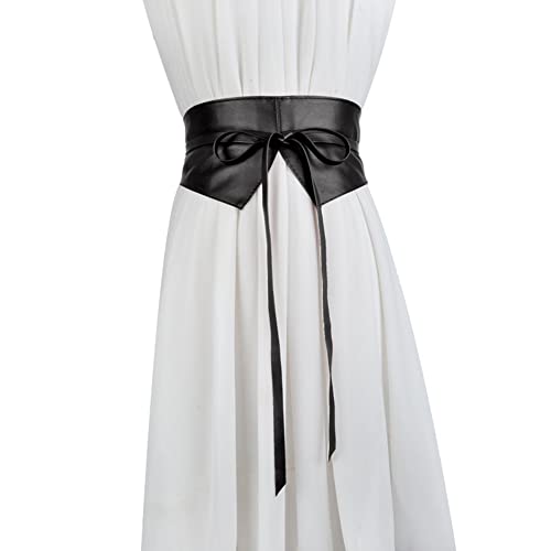 Women Lace Up Tied Corset Belt Soft Leather Wide Cinch Belt Waspie2