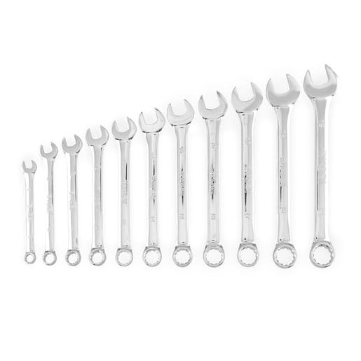 RYOBI 11 Pc. Metric Combination Wrench Set, 15° Offset, Chrome Finish