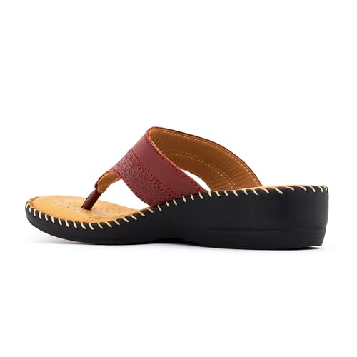 Image of Khadim's Softouch Leather Wedge Heel Slip On Sandal for Women