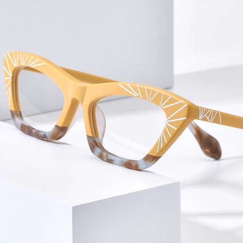 Image of HEPIDEM Multicolor Acetate Glasses Frame Women Cat Eye Eyeglasses Men Optical Spectacles 9291