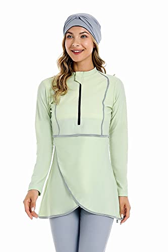 Femmes Modeste Musulman Maillots De Bain Patchwork Hijab Sport Manches Longues Maillot De Bain Islamique Burkinis Maillot De Bain Cover