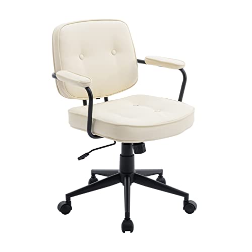 chairus Chaise de Bureau Ergonomique Pivotante en Cuir Synthétique Modern Hauteur Réglable Fauteuil Rembourrée Chaise de Travail (Blanc) Cover