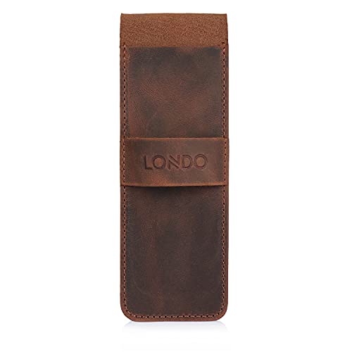 Image of Otto Angelino Londo Genuine Leather Pen and Pencil Case with Tuck in Flap (Mink) (Pack of 3)