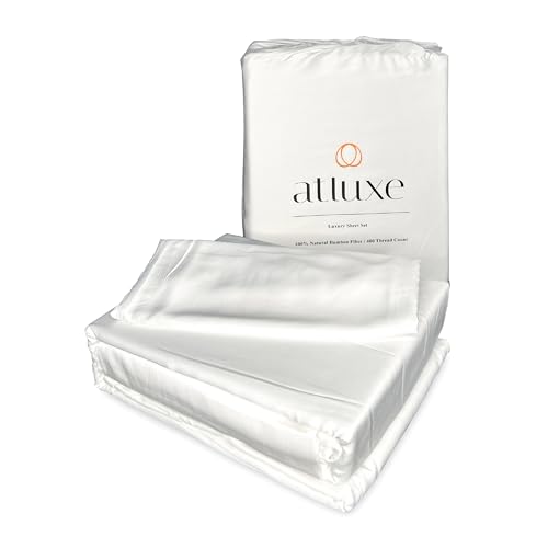 Atluxe Premium Viscose from Bamboo Sheet Set- Ultra Soft, Temperature Regulating, White (California King)