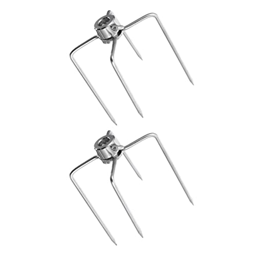 BCOATH 2pcs Rotisserie Meat Forks Barbecue Forks for Grill Sturdy Rustproof BBQ Accessories Easy to Use and Install for Secure Food Holding