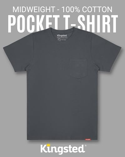 Image of Kingsted Pocket T-Shirts for Men - Super Soft & Comfy 100% Cotton Shirts | Short-Sleeve Crewneck Pocket Tee Shirts - Classic Regular Fit Work Shirt - Built to Last Midweight Cotton T-Shirts for Men