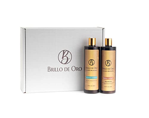 Brillo de Oro Tanino Therapy Kit de Alisado Brasileño con Champú pre Alisado - Alisado...