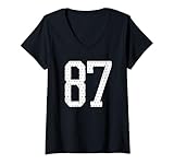 Photo Gallery donna football mom numero 87 più grande fan woman supporter son cheer maglietta con collo a v Photo Gallery donna football mom numero 87 più grande fan woman supporter son cheer maglietta con collo a v