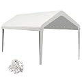 GOTRUTH 12x20 Canopy Replacement Cover, Carport Replacement Canopy Top Cover for 12' x 20' Frame, 800D Heavy Duty Waterproof & UV Protected Car Canopy with Ball Bungees (Frame is not Included) (White)