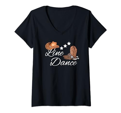 Damen lustiges geschenk für line dancer mit dem line dance t-shirt mit v-ausschnitt