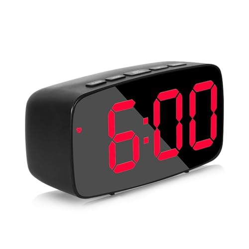 Lista de Relojes de escritorio - solo los mejores. 50 MOGONE Reloj Despertador Digital, Reloj Escritorio con Luminosidad Regulable y Indicacion de Fecha y Temperatura, Reloj LED con Puerto de Carga USB(Rojo)