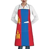 bmnaswt Schürze mit Mongolischer Flagge, mit Tasche, Polyester-Kochschürze für Küche, Restaurant, Handwerk