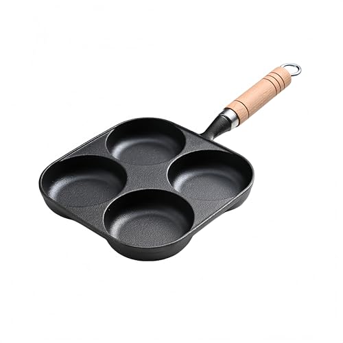 目玉焼きフライパン 4つ穴円形 焦げ付かない 卵焼き器 パンケーキプレート ガス火・IH対応 朝食フライパン 木柄付 分割 仕切り 玉子焼き器 取っ手の取れる 洗いやすい 大判焼き器 焼きおにぎり 餃子 今川焼き パンケーキ 家庭用 業務用
