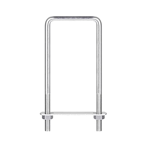 Image of uxcell Square U-Bolts, 62mm(2.44 inch) Inner Width 160mm Length M8 304 Stainless Steel U Clamp Bolt with Nuts and Plates, for Boat Trailer