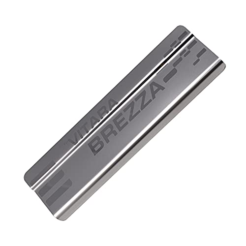 Image of GFX Car Door Sill Guard - Stainless Steel, Protects Painted Edges from Scuffs or Scratches Compatible with Brezza Set of 4Pcs (After-Market) Model - 2016 to 2019