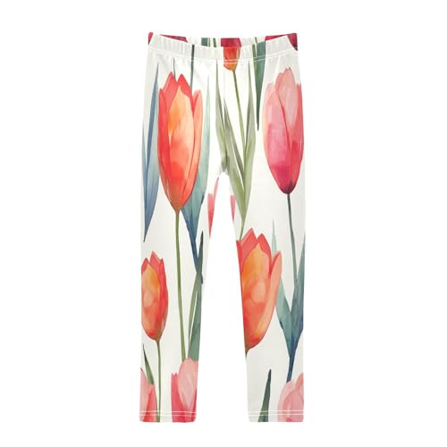 Toddler Girls Leggings Printed Yoga Pants Leggings Watercolor Tulip for Kids