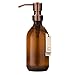 Kuishi Botella de Vidrio ámbar con Bomba de Acero Inoxidable [300ml, Bomba de Bronce], ámbar Botellas marrón Recargables Ideal para Lavado a Mano, champú, acondicionador, Gel de Ducha (sin BPA)