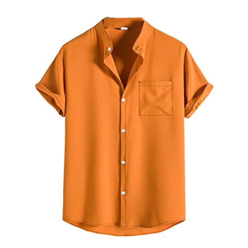 Chemise d'été décontractée orange pour vos terrasses et vacances en L