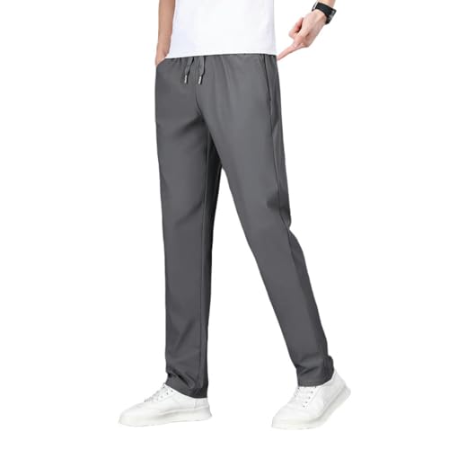 Pantalon décontracté en soie glacée haut de gamme coupe fluide pour homme moderne