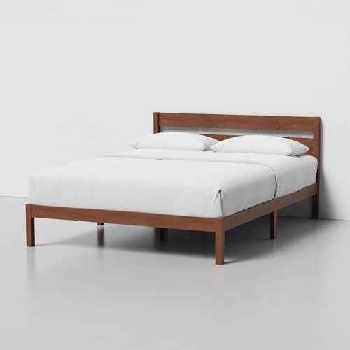 Image of LIFEMENT Queen Bed Frame with Headboard Classic Wood Platform, Noise Free, Under Bed Storage, No Box Spring Needed, Easy Assembly, Cherry
