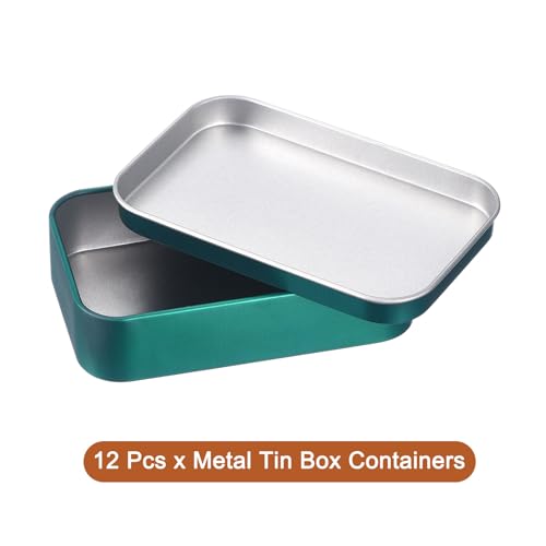 Boîte de rangement métal uxcell mini boîte rectangulaire verte à couvercle pour bonbons x12