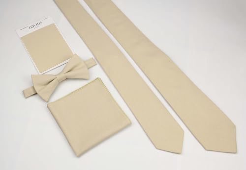 Image of Mens Linen Tie Set - Solid Necktie with Pocket Square