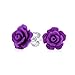 Mothers Day Gifts 925 Silver Purple Simulated Amethyst Resin Flower Rose Stud Earring
