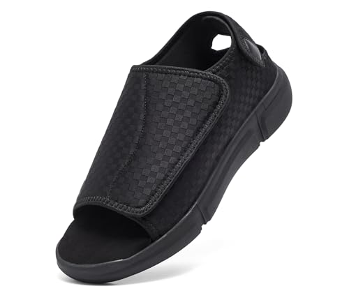 Men's Open toe Diabetic Sandals Wide Width Adjustable Straps Arch Support Lightweight & Breathable Mesh for Comfort and Pain Relief