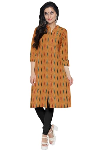 Image of Cotton Pochampally ikat unstitched blouse, Kurthi, long frock fabric material for women (1 meter, 2 meters & 3 meters)