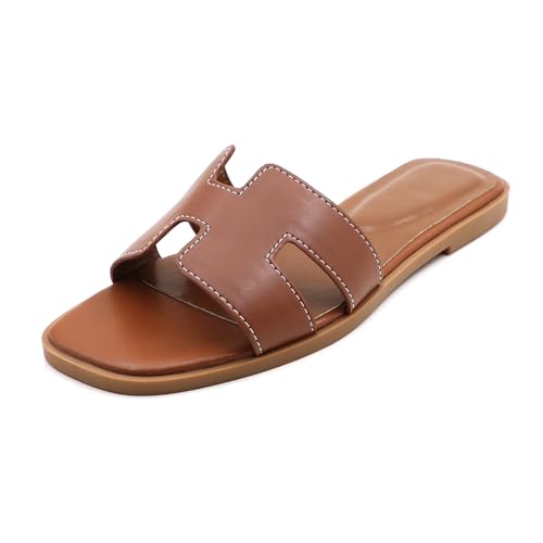 Women's Flat Sandals Slip On Slides Sandals Square Open Toe Fashion Slides Summer Beach Casual 2025