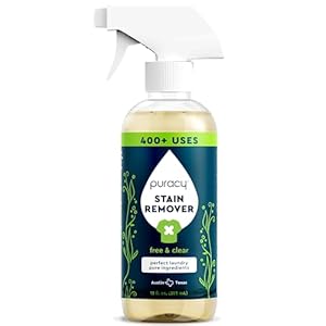 Puracy Stain Remover, Natural Based Travel and Laundry Stain Cleaner for Clothes, Baby Essentials, Kids Stains, Oil and Fabric Spot Cleaner, Unscented (Stain Remover Spray, 12 fl oz)