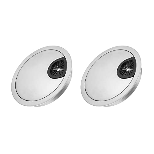 METALLIXITY Cable Cord Grommet (80mm/3.15") 2Pcs, Zinc Alloy Round Cable Hole Cover Wire Organizer