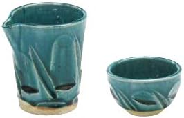 Tokyo Matcha Selection - Iced Sake Server Set - Turkey Blue - 1 Sake Server, 1 guinomi Sake Cup - Mino Ware [Standard Ship by SAL: NO Tracking Number & Insurance]