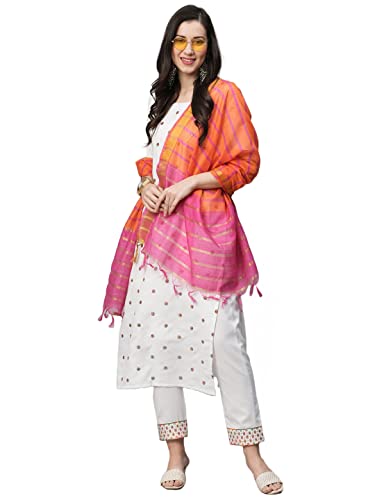 Image of ANNI DESIGNER Women's Cotton Blend Kurta with Pant & Dupatta