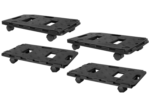 100Kg Interlocking Heavy-Duty Plastic Dolly Trolley with 360° Swivel Wheels | Anti Slip Surface | Stackable Platform for Moving Boxes, Furniture & Appliances | Ideal for Graden, Garage or DIY (4)