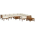 Gartenlounge Set Akazienholz modular Cremeweiß