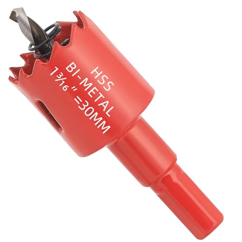 GARHWAL Sierra perforadora bimetálica de 30 mm, corona perforadora, broca perforadora, con adaptador de vástago triangular y broca de centrado - Corte preciso y rápido de madera, plástico, cartón yeso