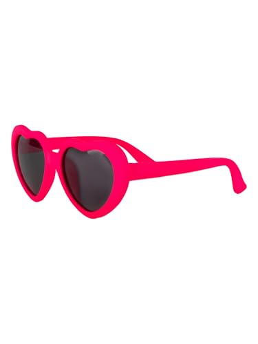 RuffleButts Unisex Kids Flexible Polarized Polycarbonate Sunglasses 100% UVA & UVB Protection - Neon Magenta Heart Shaped 0-24m