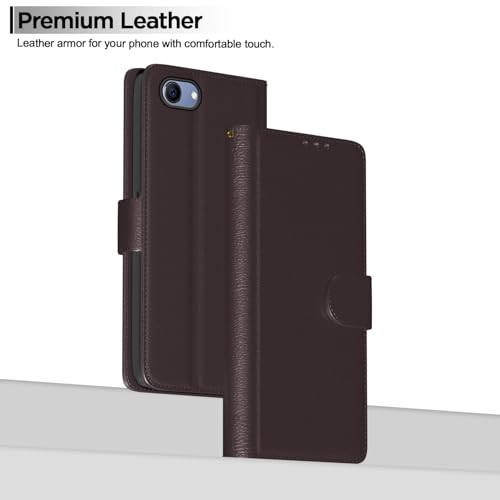 Image of Pikkme Realme 1 Flip Case Leather Finish | Inside TPU with Card Pockets | Wallet Stand and Shock Proof | Magnetic Closing | Complete Protection Flip Cover for Realme 1 (Coffee)