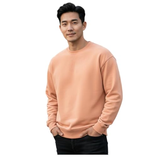 Image of Men's Crew Neck Sweatshirt, Long Sleeve, Casual Pullover, Multiple Colors Available