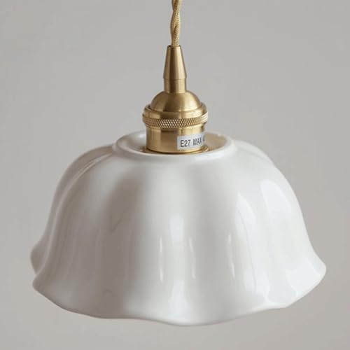 Lampe à suspension céramique avec plafonnier encastré et vis E27 - 6