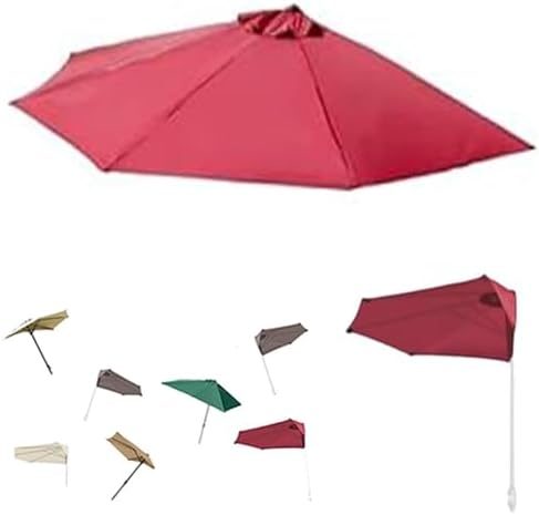 9ft Half Round Umbrella Canopy Replacement - Durable Outdoor Patio Parasol Cover, 5 Ribs, Perfect for Balcony & Garden Use, Weather-Resistant Fabric