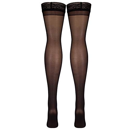 Image of Truform Sheer Compression Stockings, 8-15 mmHg, Women's Thigh High Length, 20 Denier, Black, Medium (Pack of 2)