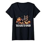 Photo Gallery donna halloween german shepherd puppy is too cute to spook maglietta con collo a v Photo Gallery donna halloween german shepherd puppy is too cute to spook maglietta con collo a v